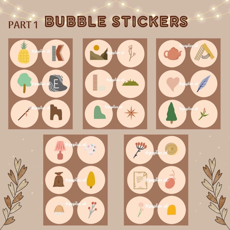 

1 SET AESTHETIC BUBBLE STICKERS PART 1 ISI 6 PCS