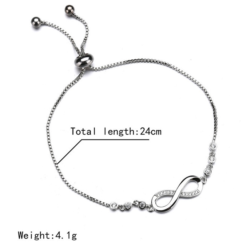 Perhiasan Gelang 925 Silver Gold 18K Cubic Zirconia Bentuk Hati Untuk Wanita