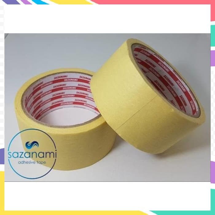 MASKING TAPE 2&quot; INCH x 15m Sazanami ISOLASI LAKBAN KERTAS - Kuning