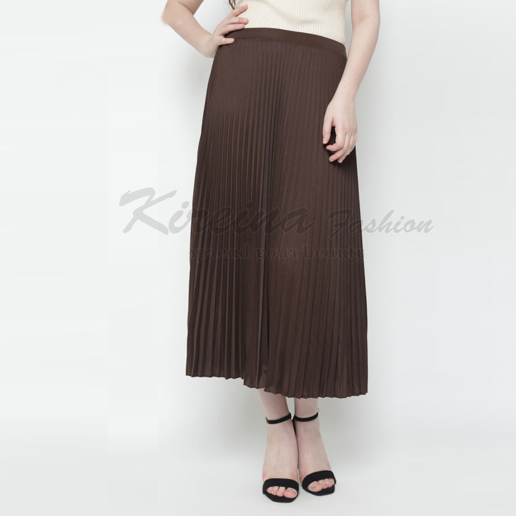 Rok Plisket Wanita Flare Skirt bahan Hyget | Kireina Fashion