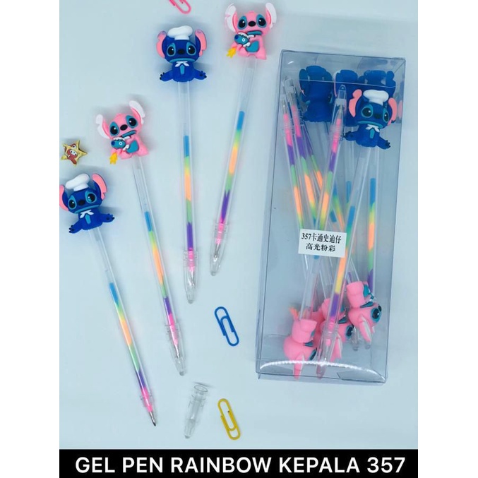 

Pulpen GEL RAINBOW/PELANGI DENGAN KEPALA KARTUN LILO & STICH. MURAH