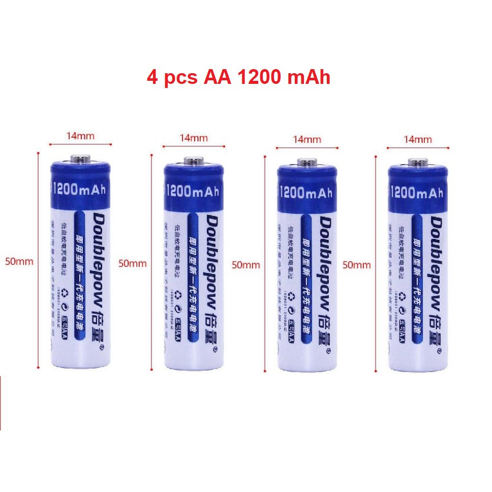 Paket charger 4 pcs baterai batere rechargeable pengecas isi ulang pilihan AA 1200 mAh AAA 1250 mAh