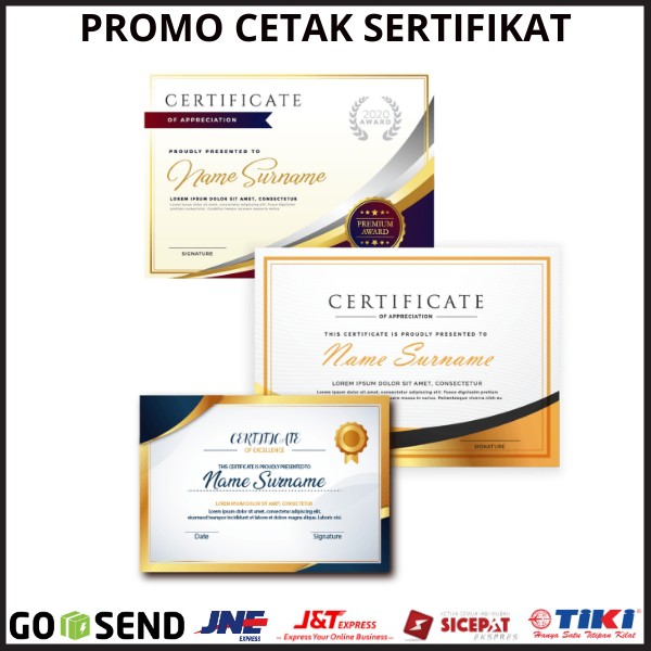 Cetak Sertifikat F4/A4 Murah Custom Cetak Kertas Sertifikat Termurah