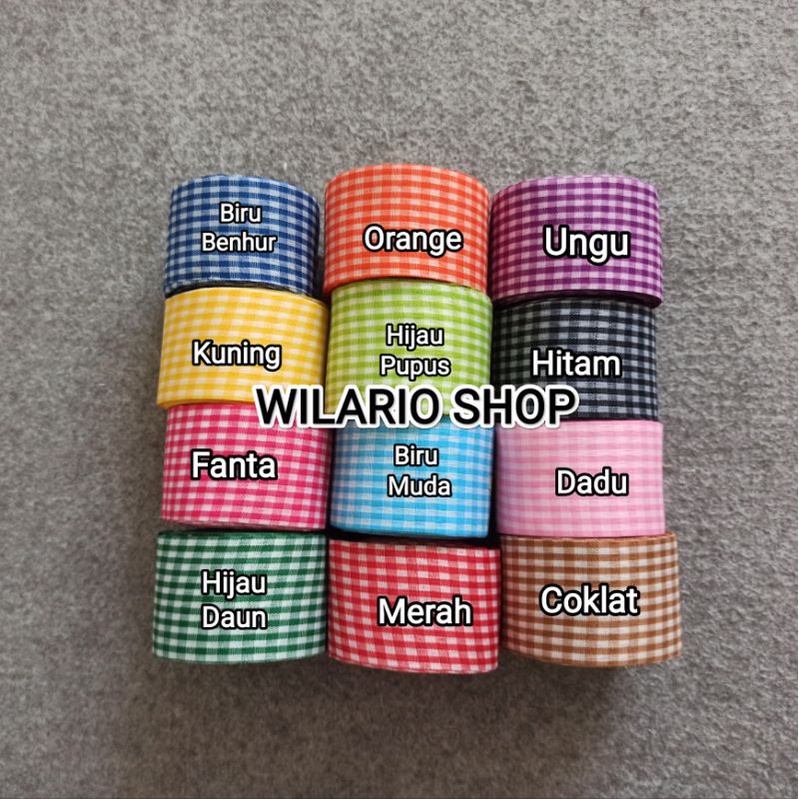 1 ROLL Pita Motif Kotak 2 Inch | Pita Kotak Kotak 5 cm