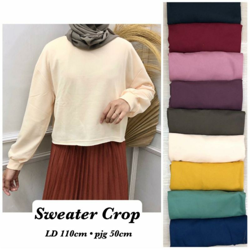 Oversized Basic Sweater Crop - sweater crop polos