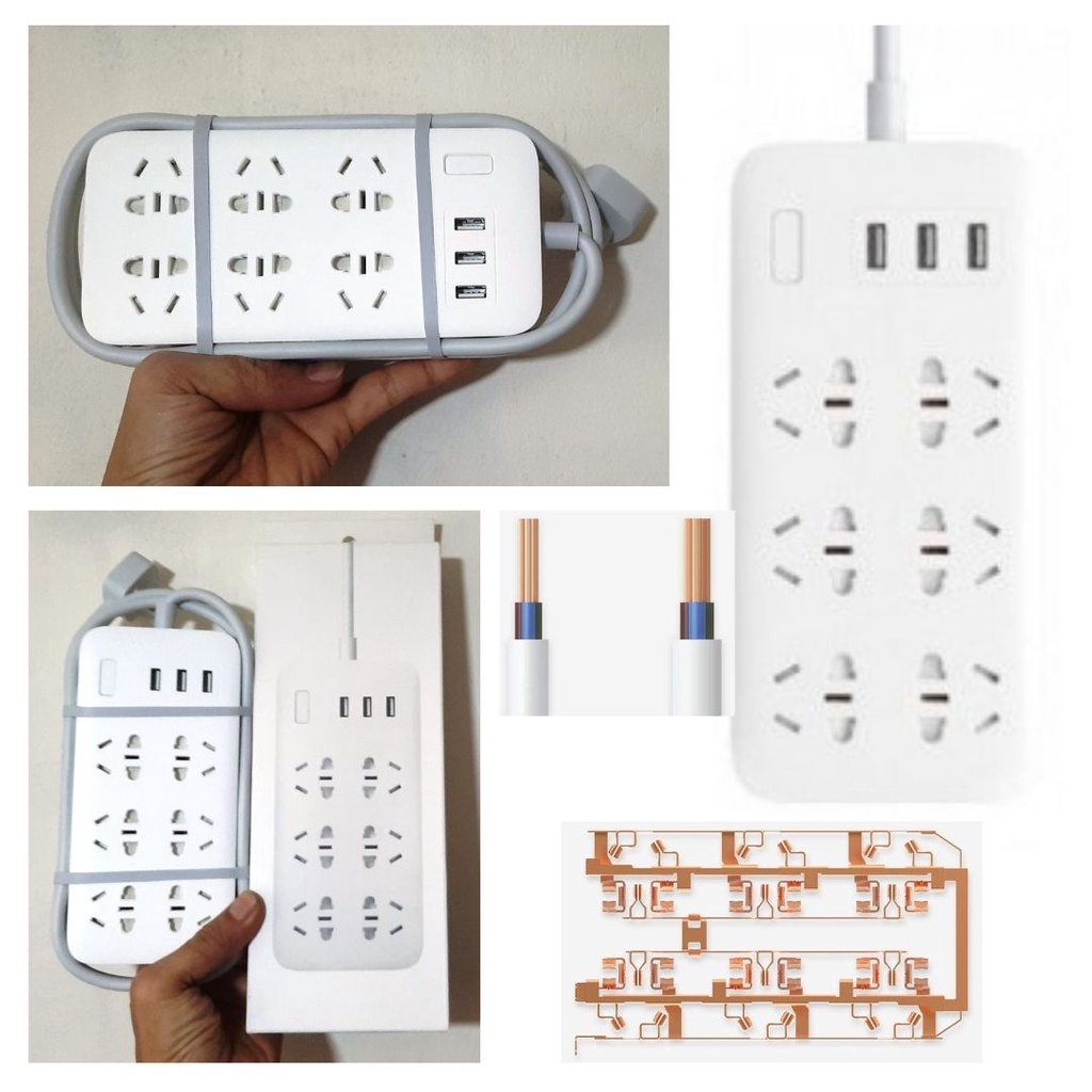 Xiaomi Mi Smart Stop Kontak Power Strip 6 Lubang 3 USB Port 2500 Watt  111158