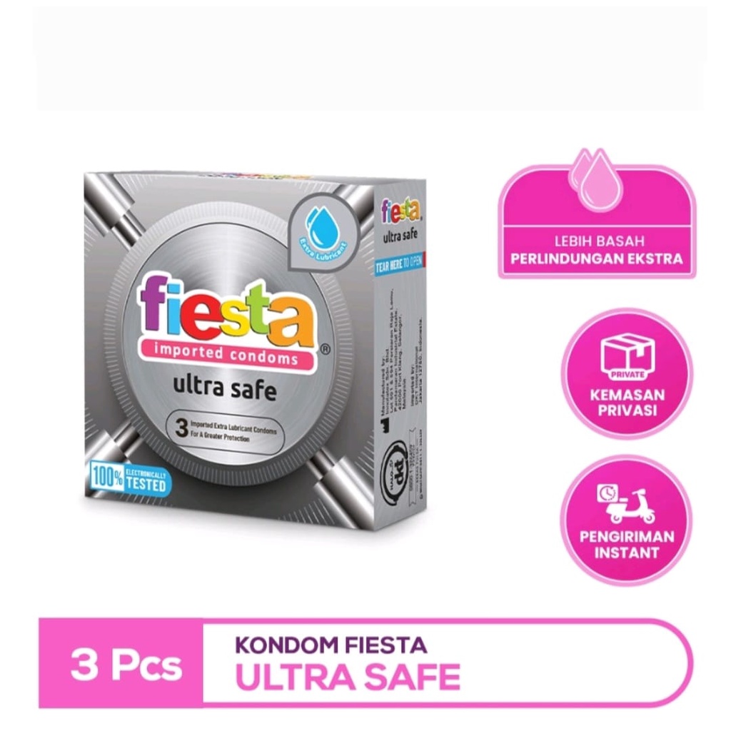 Kondom Fiesta 3 Pcs | Strawberry | Max Dotted | Ultra Thin | Watermelon Sugar | Ultra Safe