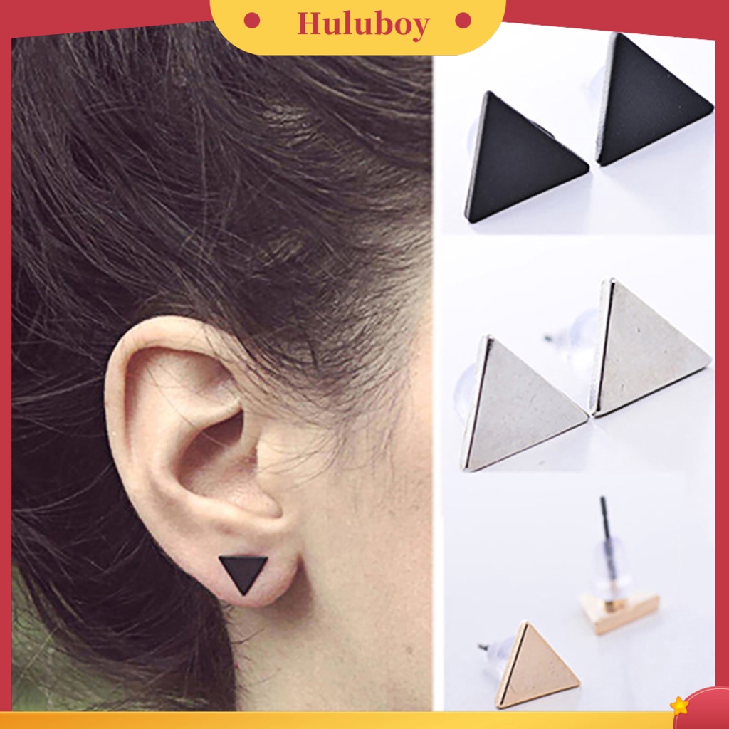 Hu Hu Hu Hu Hu Alat Bantu Pasang Kacamata♡ 1 Pasang Anting Stud Bentuk Segitiga Bahan Alloy Gaya Punk Untuk Wanita