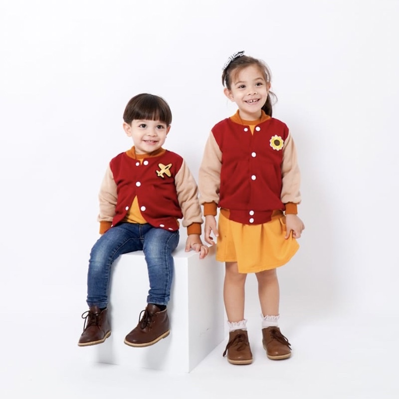 VARSITY Series Jaket Bomber Couple Anak Free Inner Kaos / Dress 6bl-6th