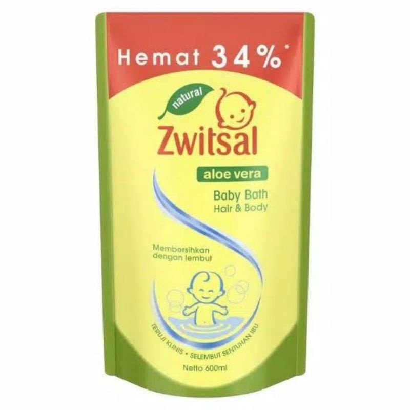 Zwitsal Baby Bath Hair &amp; Body AloeVera 600ml - Zwitsal Sabun Shampoo Bayi Aloe Vera - Shampo Sabun 2in1