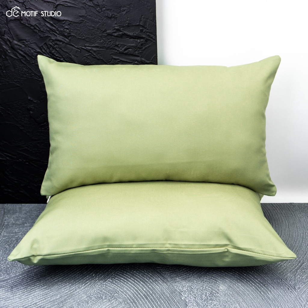 SARUNG BANTAL SOFA KURSI TAMU POLOS LETTUCE GREEN HIJAU KATUN OXFORD 30X50 30 X 50 PLAIN CUSHION COV