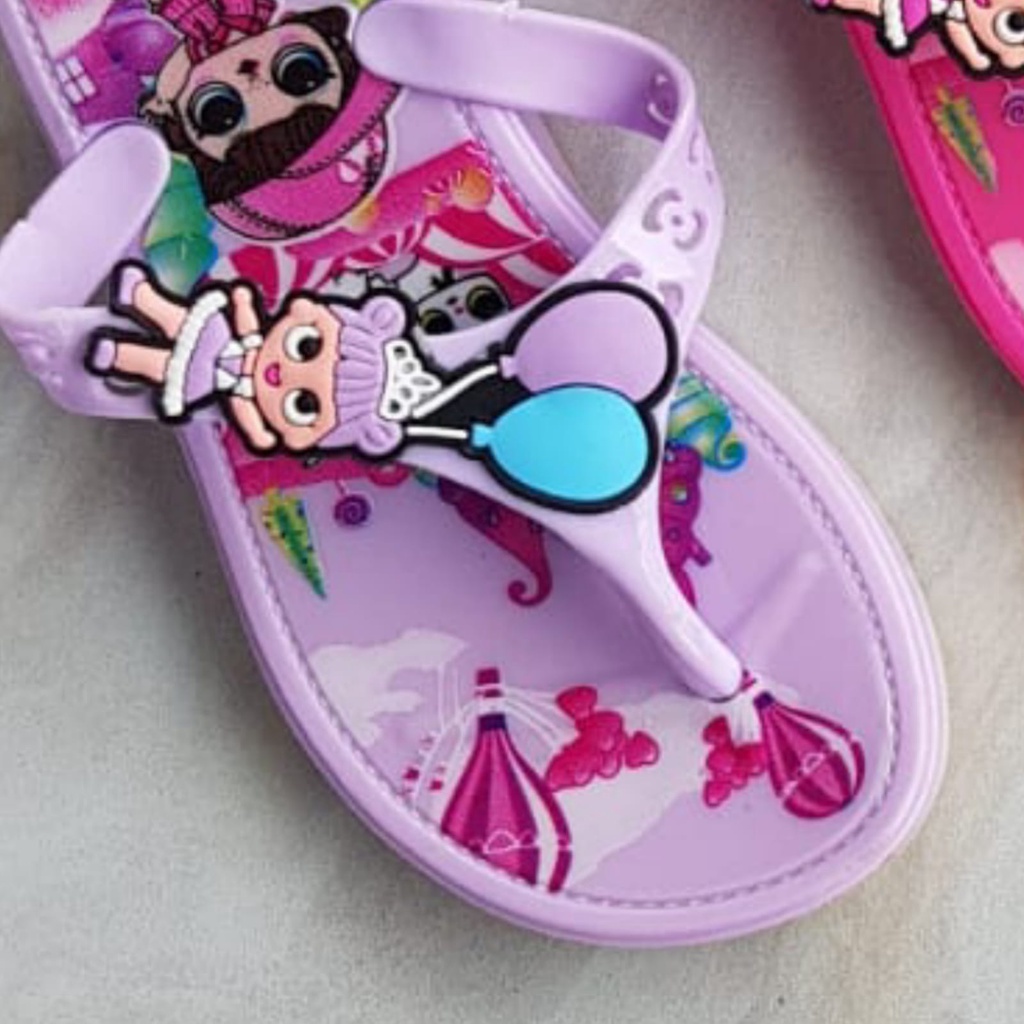 Sandal Jepit Anak Perempuan LOL Karet Import Anak Cewe Motif LOL BALON