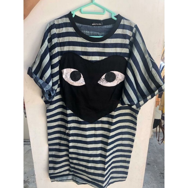 Comme Des Garcon Oversized Shirt / Kaos Branded / Kaos Garcon / Baju Santai Stripes Wanita