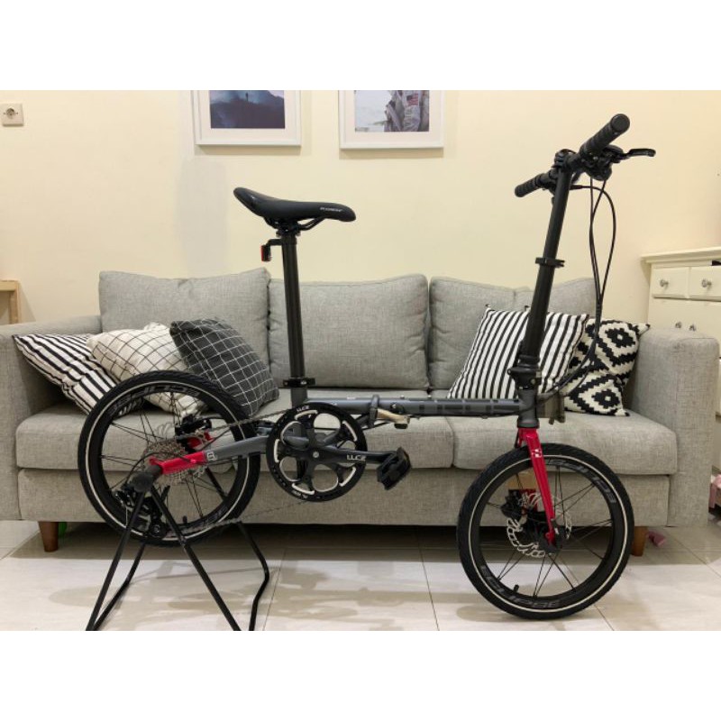 Sepeda Lipat Seli Element Troy X 9 Grey Merah Baru Murah