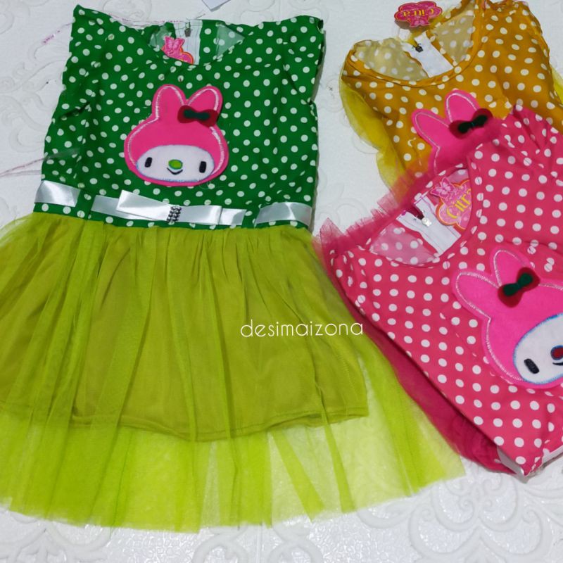 DRES TUTU POLKADOT,PITA DI PINGGANG.