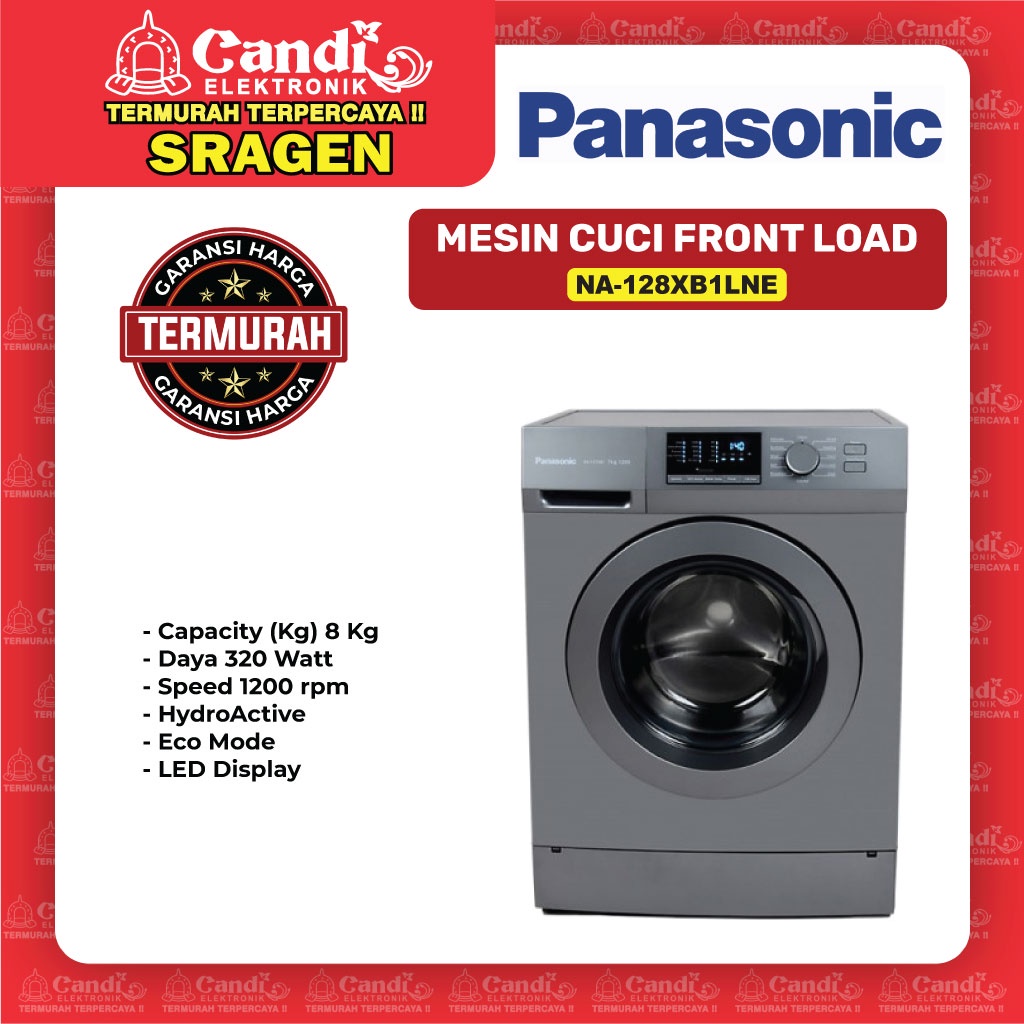 Mesin Cuci Front Loading Panasonic 8 Kilo NA-128XB1LNE
