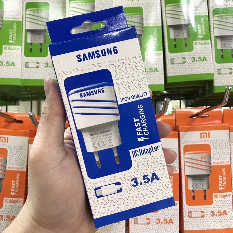 CHARGER SAMSUNG GARIS LED 2.1A USB 2PORT KABEL MICR USB PACKING IMPORT