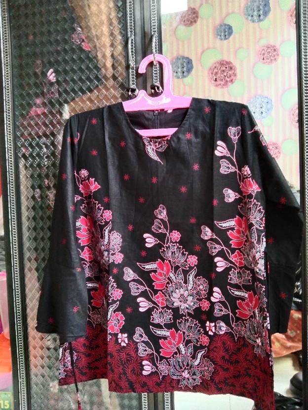 Batik Couple Keluarga Sania Ruffle Ori Ndoro Jowi Dnt Motif Sakura Merah