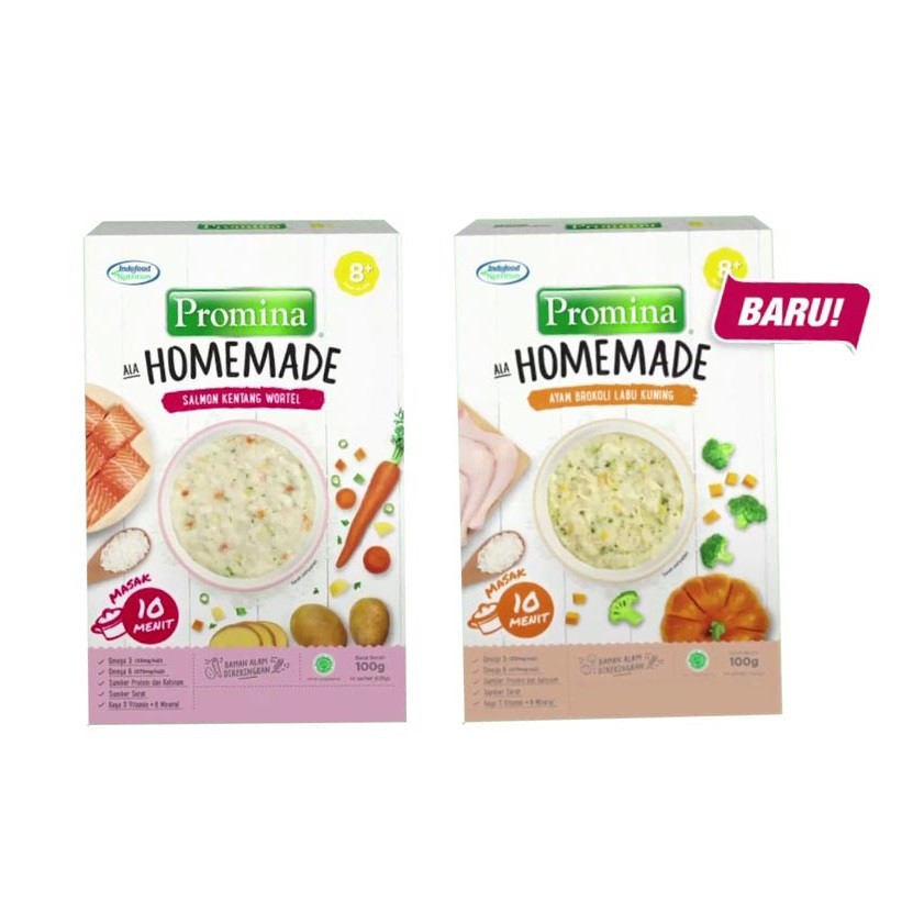 Bubur Bayi Promina HOmemade 8+ 100gr/ Promina Salmon Kentang Wortel / Ayan Labu Kuning