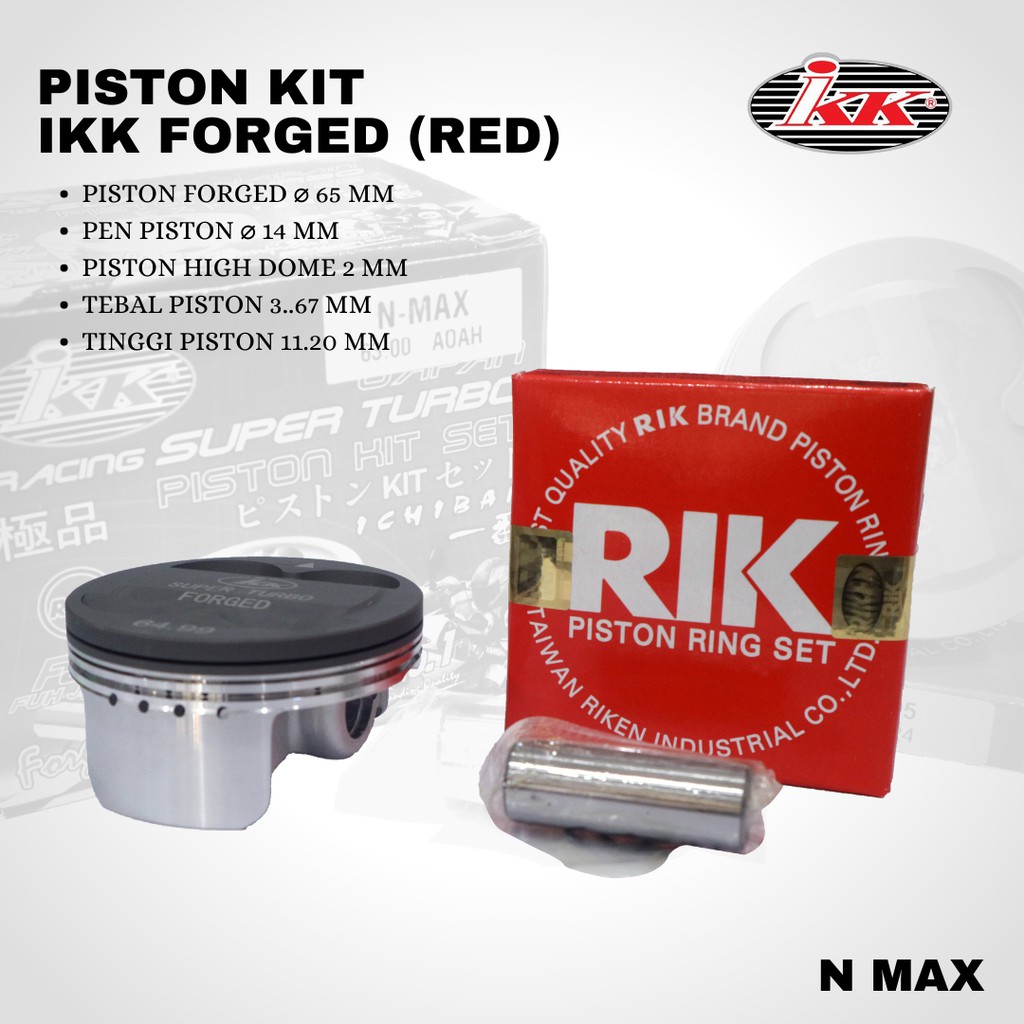 Piston IKK nmax aerox vespa 65 pin 14 forged red