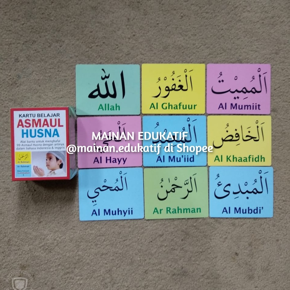 Flash Card Trilingual Arab Eng Ind Asmaul Husna Shopee Indonesia