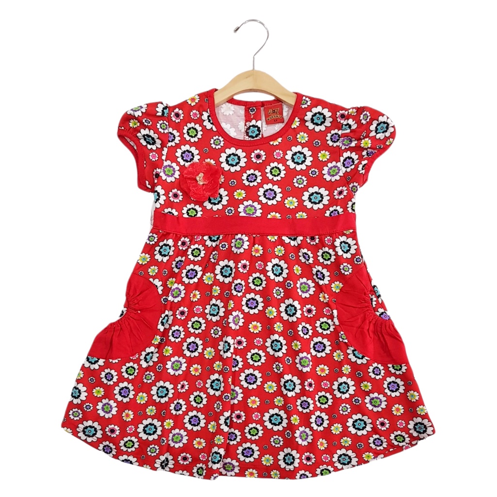 DRESS FASHION ANAK PEREMPUAN BAHAN KAOS MOTIF SMALL FLOWERS 1-5 TAHUN NEW