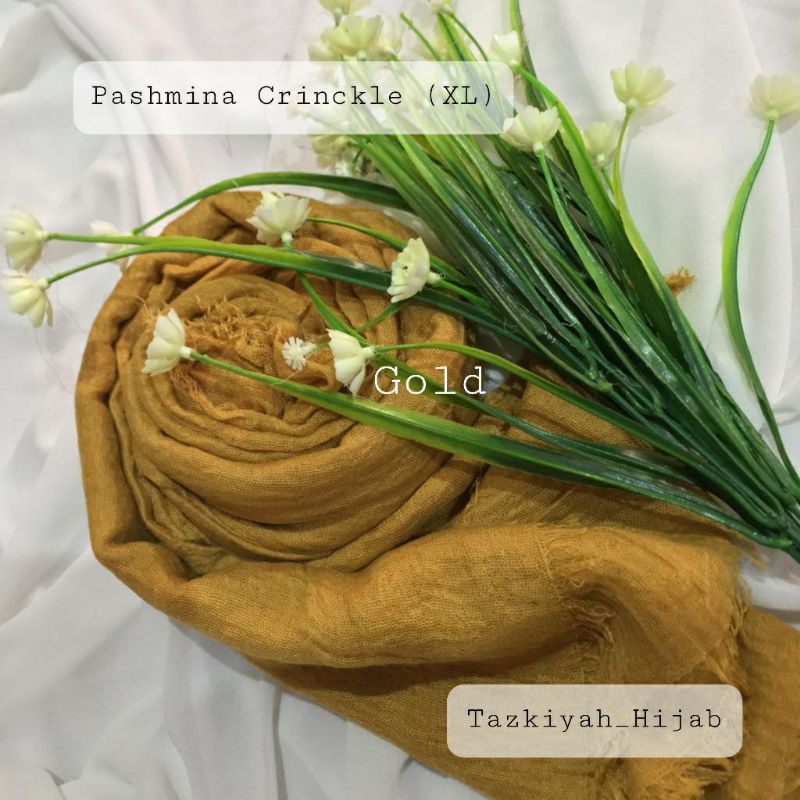 Pashmina Crinkle Shawl-Gold XL