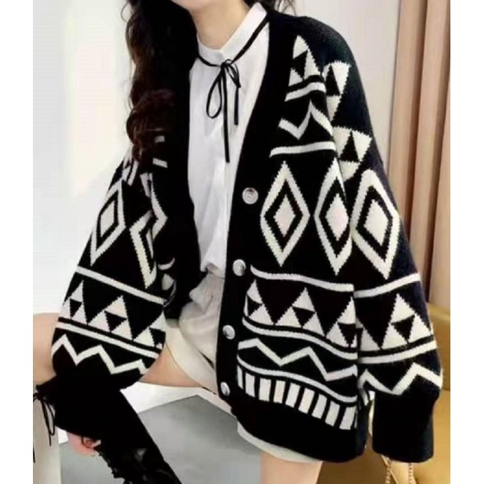 IMPORT SAHARA WOMAN KNIT OVERSIZED CARDIGAN KOREAN STYLE KARDIGAN RAJUT WANITA