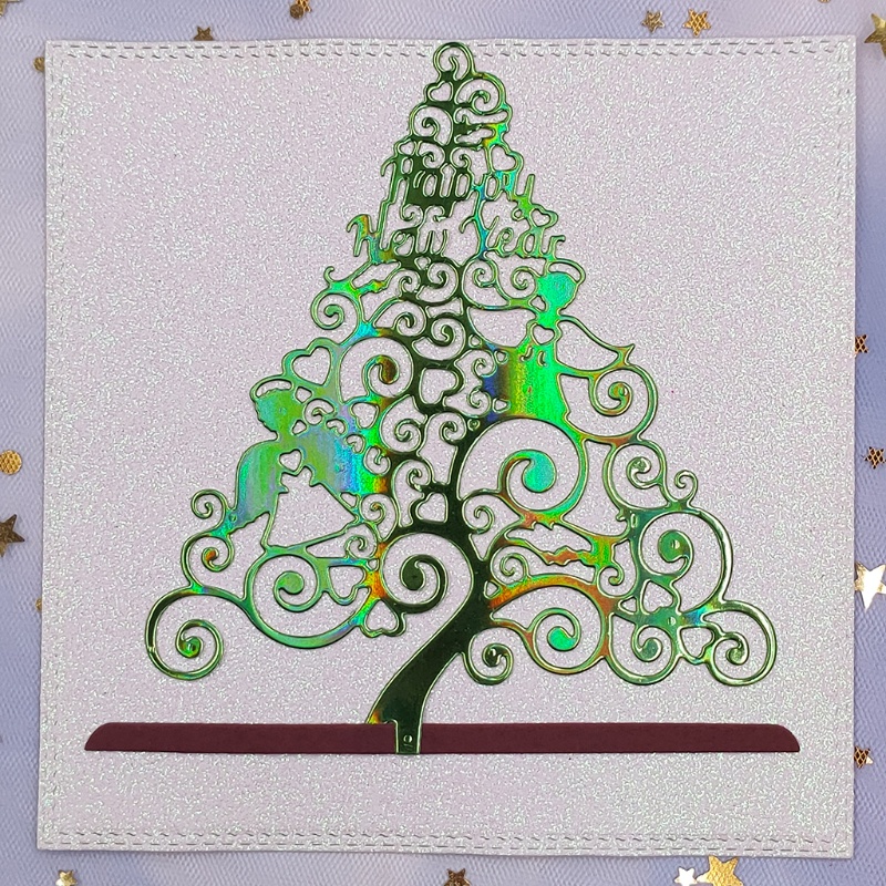 Cetakan Stensil Cutting Dies Motif Pohon Natal Bahan Metal Untuk Scrapbook / Craft DIY