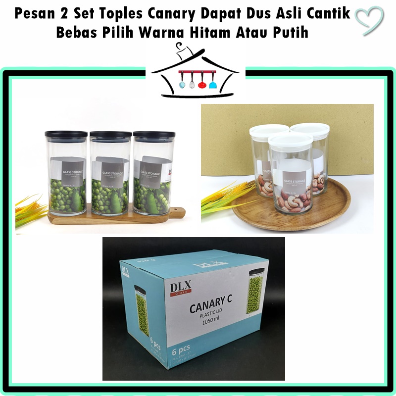 [Set 3pcs] Toples Kaca Canary A 710ml/B 880ml/C 1050ml