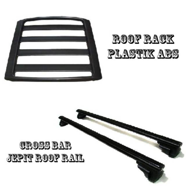 Paket roof rack dan cross bar model jepit roof rail mobil universal