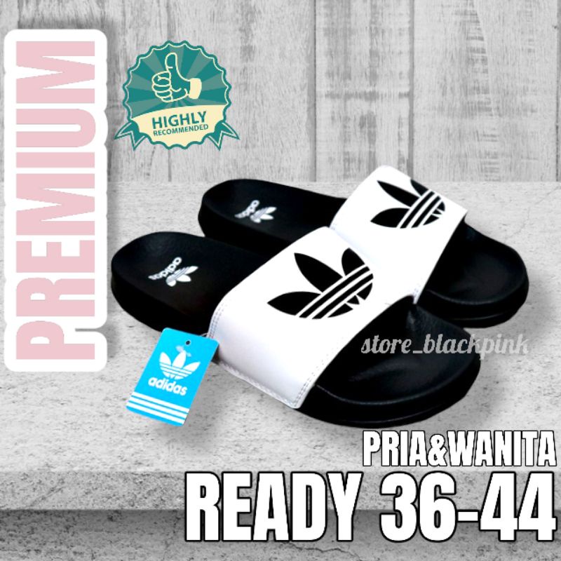 Sendal Adidas Slide Sport Hitam Putih Sandal Slop Pria Wanita Import Premium Flip Flop Vietnam Cewek