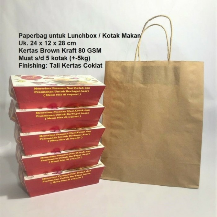 

Paperbag Untuk Kotak Makanan / Lunchbox + Tali Uk. 24 x 12 x 28 cm