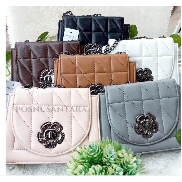 TAS SELEMPANG WANITA BAHAN KULIT SINTETIS TAS BAHU MODEL LOGO BUNGA WANITA  PRODUK IMAH_GAYA OFFICIAL/ TAS WANITA MURAH / TAS OOTD / BISA COD