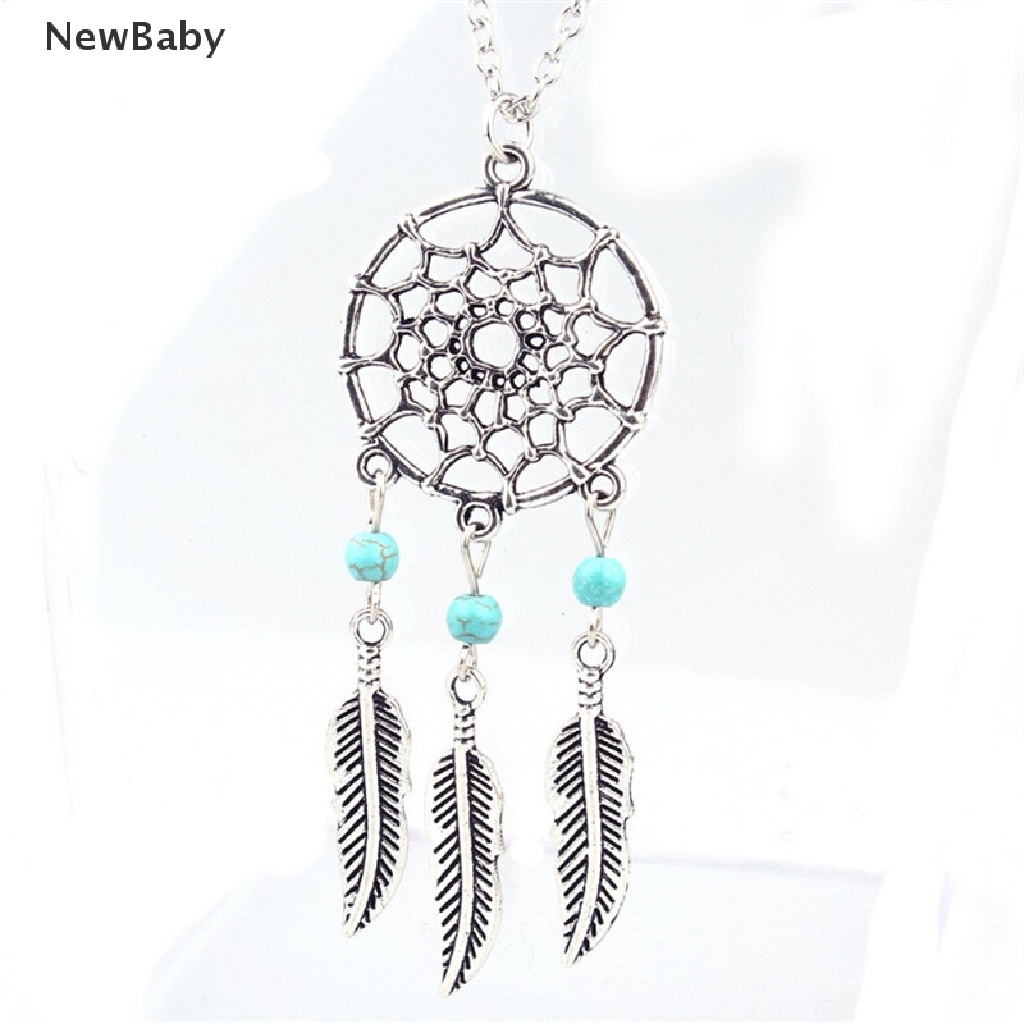 Kalung Rantai Dengan Liontin Dream Catcher Aksen Batu Turquoise Untuk Wanita