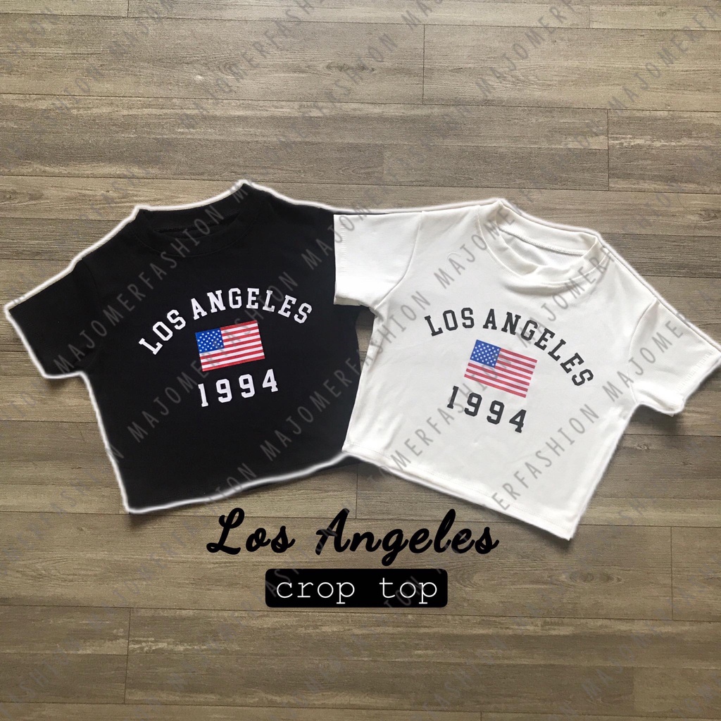 MAJOMER ® | LOS ANGELES KNIT RIB CROP TOP - KAOS CROP TOP KOREA