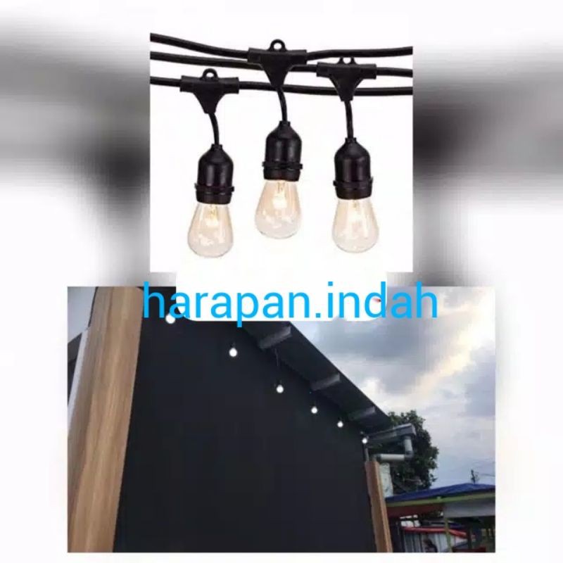 kabel Fitting Outdoor 10Meter 10Fitting Gantung Lampu Cafe