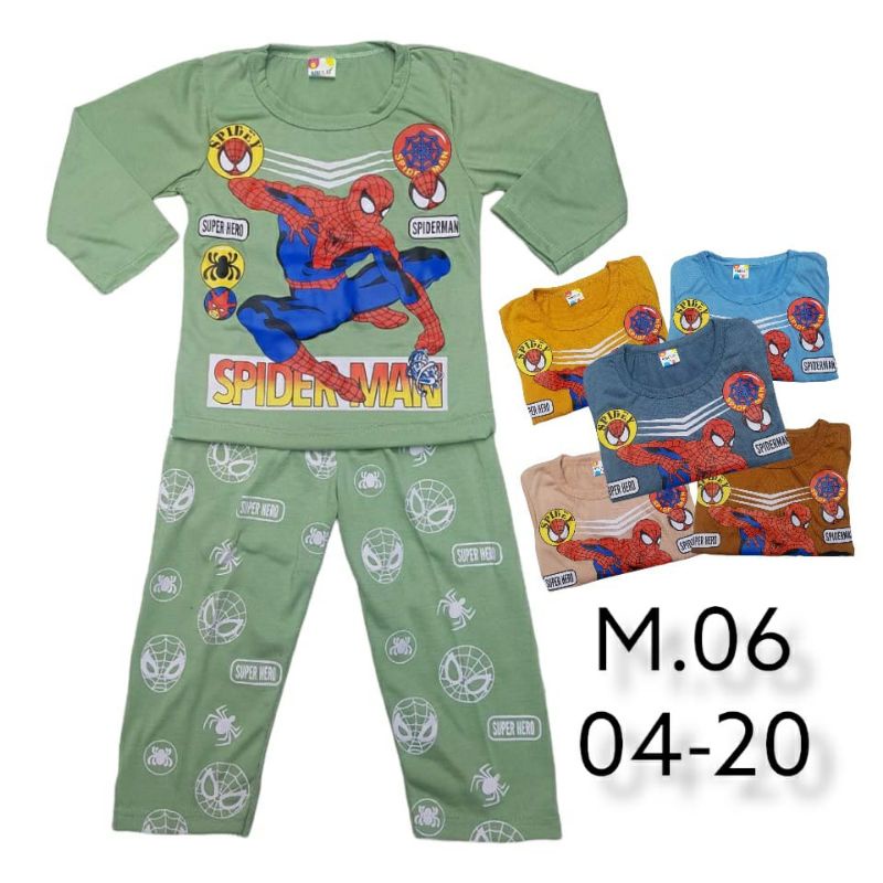 SETELAN BAJU ANAK LAKI-LAKI UMUR 2-6 TAHUN MOTIF SPIDERMAN