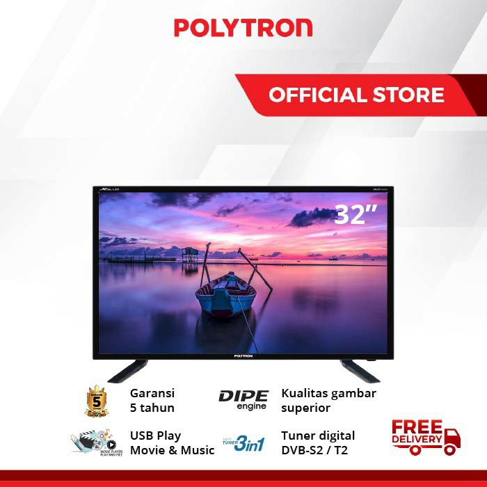 DIGITAL LED TV POLYTRON PLD 32S1503 3 IN 1 ANALOG/ TERRESTRIAL /SATELITE RECEIVER