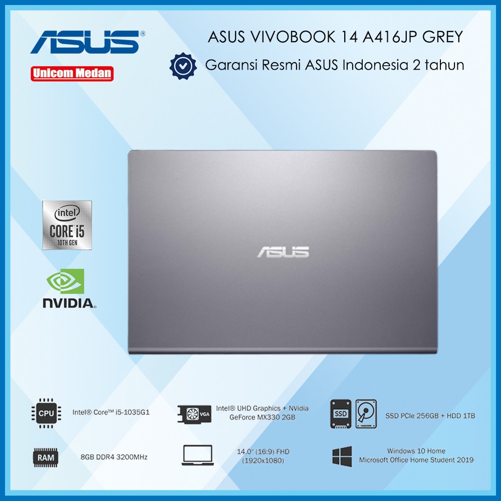 ASUS VIVOBOOK 14 A416JP [i5-1035G1|DDR4 8GB|256GB SSD+ 1TB HDD|MX330]