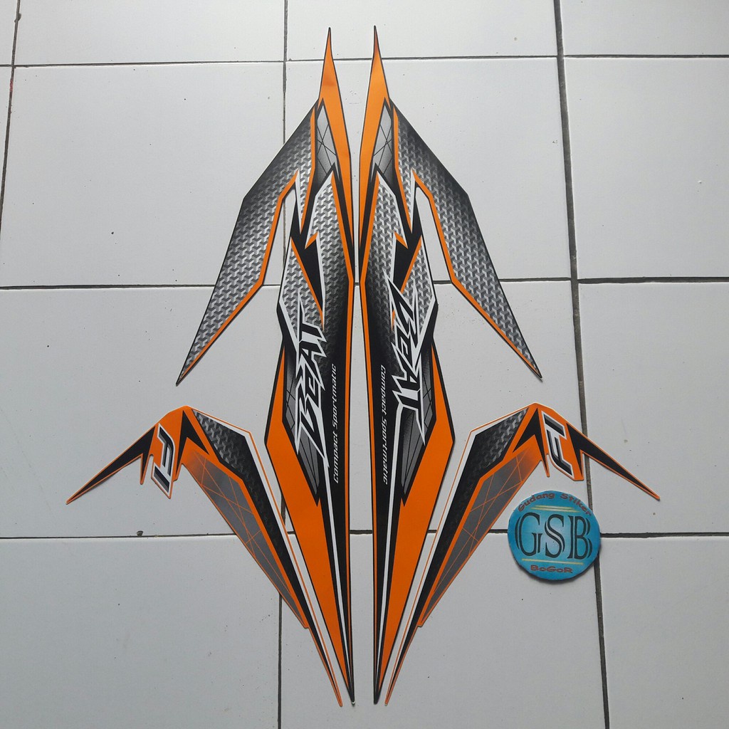 stiker striping motor beat fi iss filipina 2017 hitam-orange