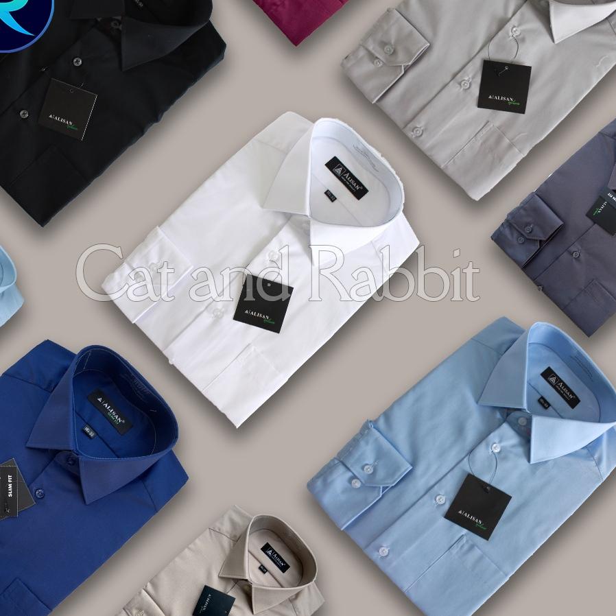 ☀ Alisan Lengan Panjang SLIMFIT Polos Kemeja Alisan Pria Formal Original Kemeja Alisan Lengan Panjan