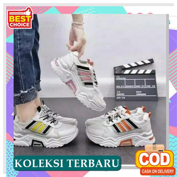 Sepatu Sneakers Sneaker Kets Wanita Cewek Olahraga Import Casual Korea Tinggi Peminat - Sepatu Rajut