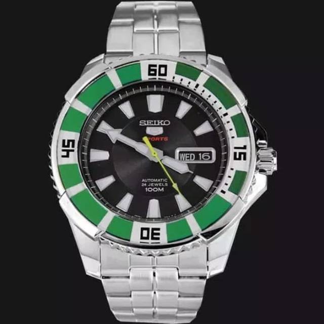 Jam Tangan Seiko 5 Sport SRP205K1 Original Green Bezel SRP205