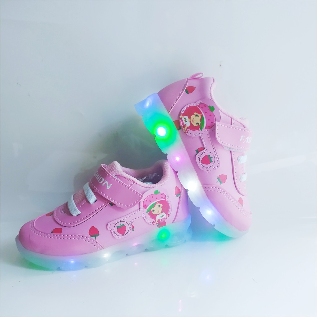 STRAWBERY CANTIK -SEPATU ANAK SNEAKER LED ANAK PREMPUAN CANTIK BISA COD 1-5 THN