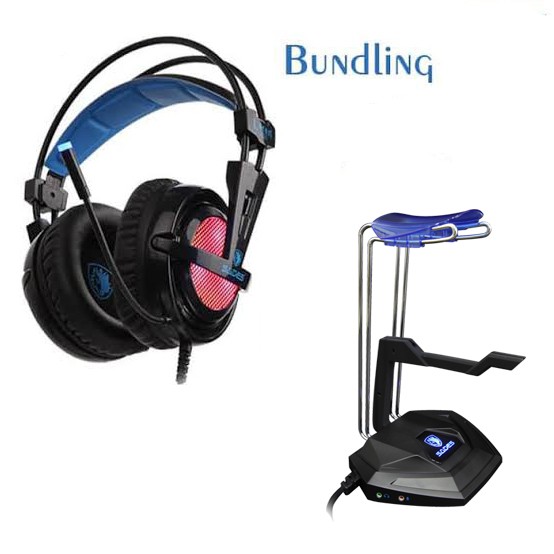 Headset Gaming Sades Locust Bundling Headset Stand Anubis Staff LED