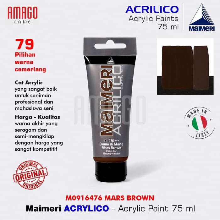 

Cat Akrilik Lukis MAIMERI Acrilico - Acrylic Paint - Mars Brown - 75ml - M0916476