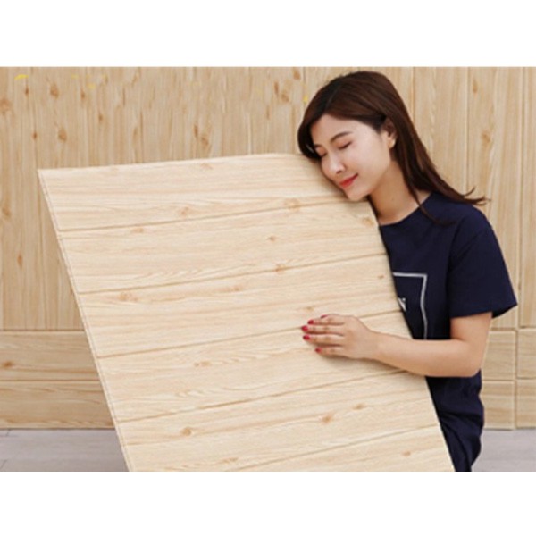Wallpaper Walpaper Walpeper Dinding 3D Kamar Tidur Foam Murah 70 x 77 cm r Stiker Bata Putih 3MM-KAYU SERAT KREM 5 MM