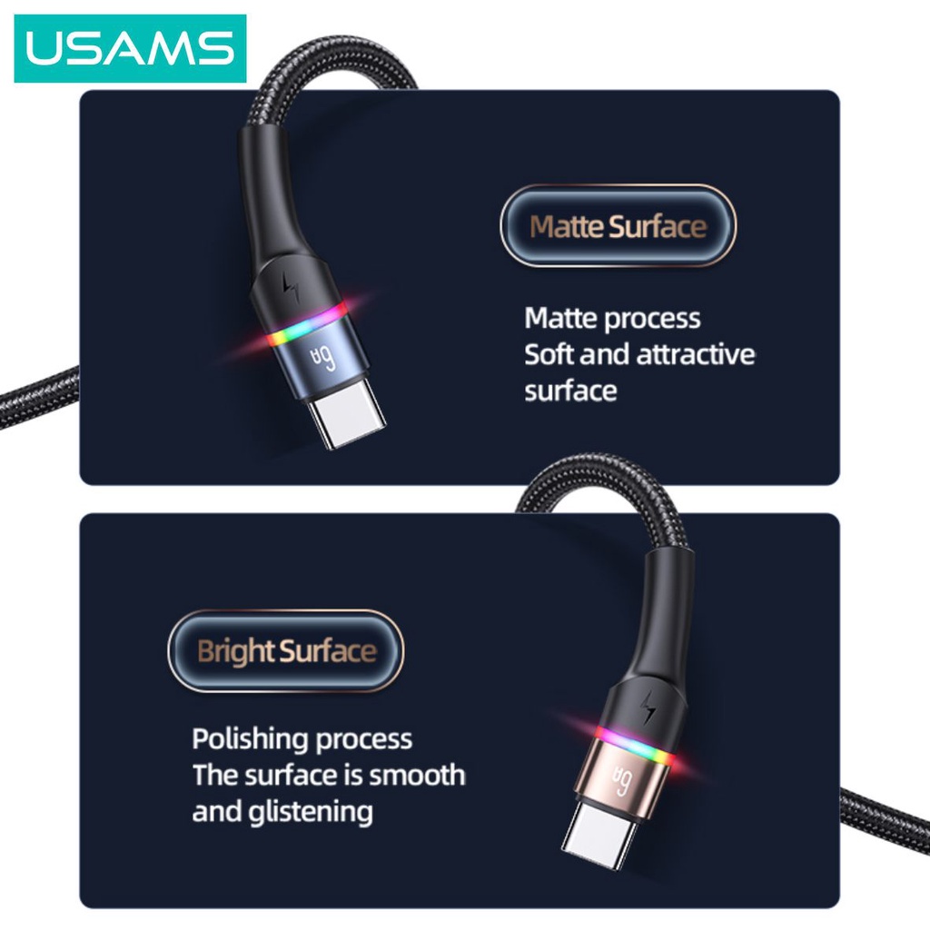 USAMS U76 Kabel Data Fast Charging USB to Type C 6A