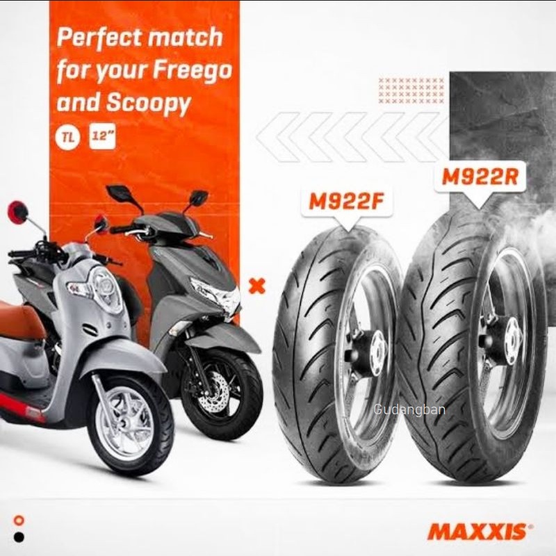 RB1 ( RING 12 ) MAXXIS M922 Ban Scoopy Freego ( 100 90 12 / 110 90 12 ) M922F M922R TUBELESS FREE